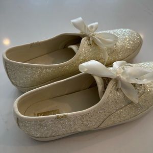 Kate Spade x Keds Glitter Platform Sneakers with Added Ribbon Laces!
